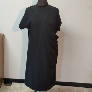 Soft Surroundings Wear Anywhere Surplice Bodice Faux Wrap Black Dress Size 1X